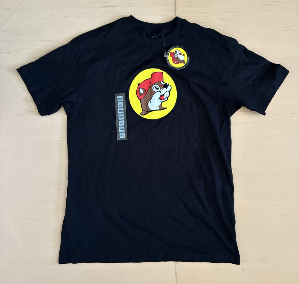 BUC-EES Men's Size M Crew Neck Black Short Sleeve Basic Logo T-Shirt Brand New